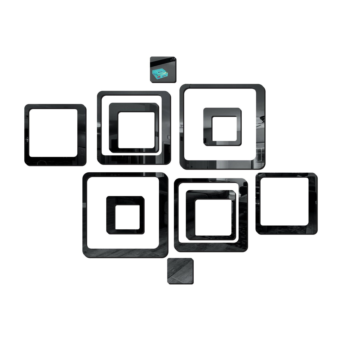 3D Geometric Mirror Wall Stickers β Acrylic Square Set