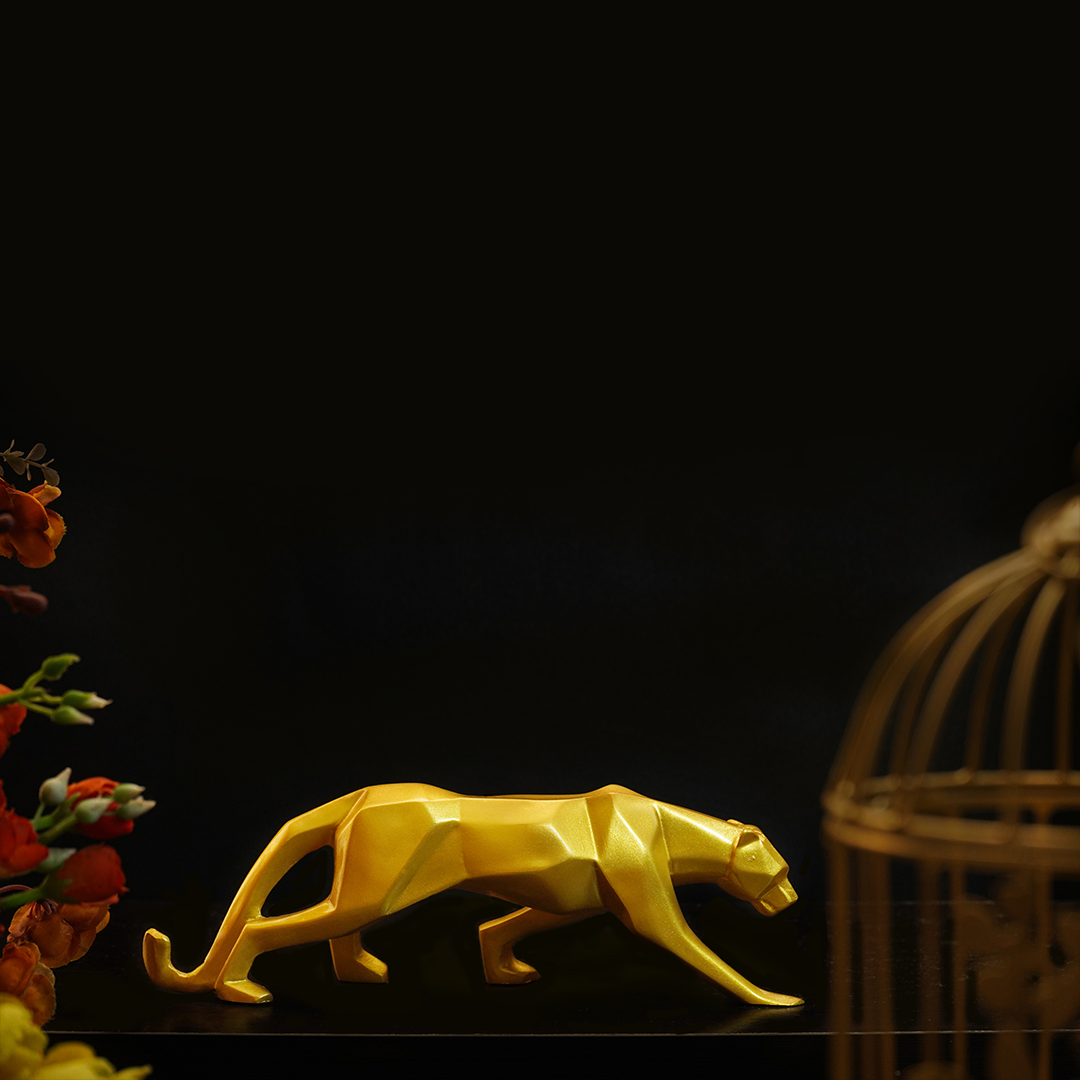 Modern Art Geometric Panther Statue - madsbox
