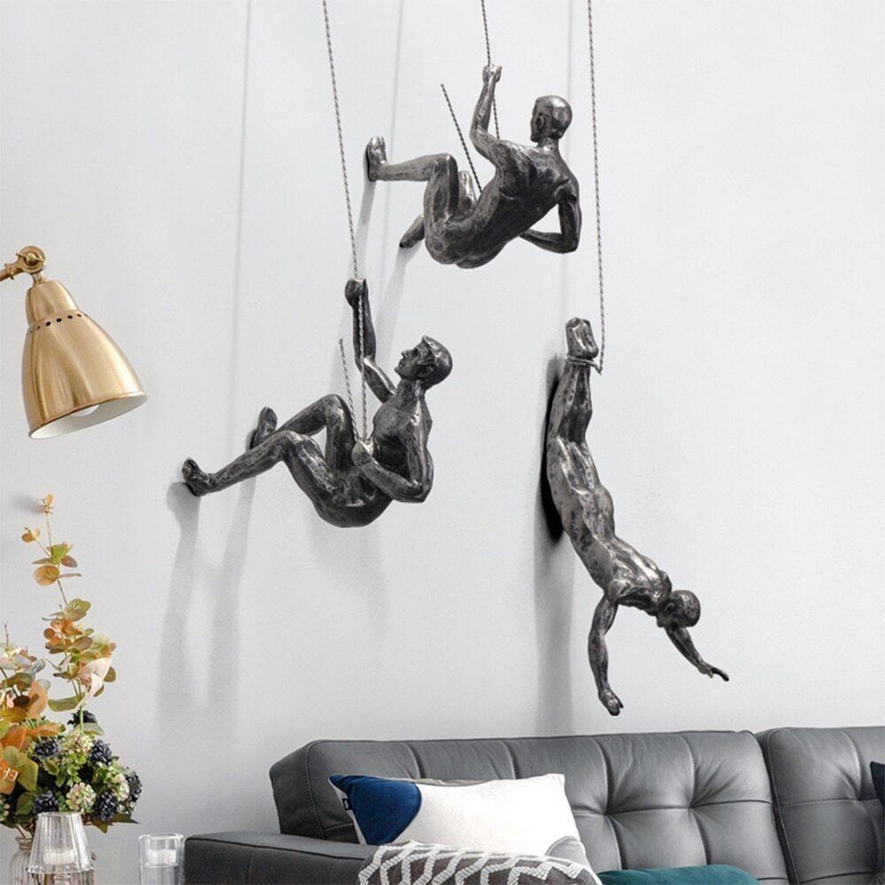 Rock Climbing Men Sculpture Wall Hanging - madsbox