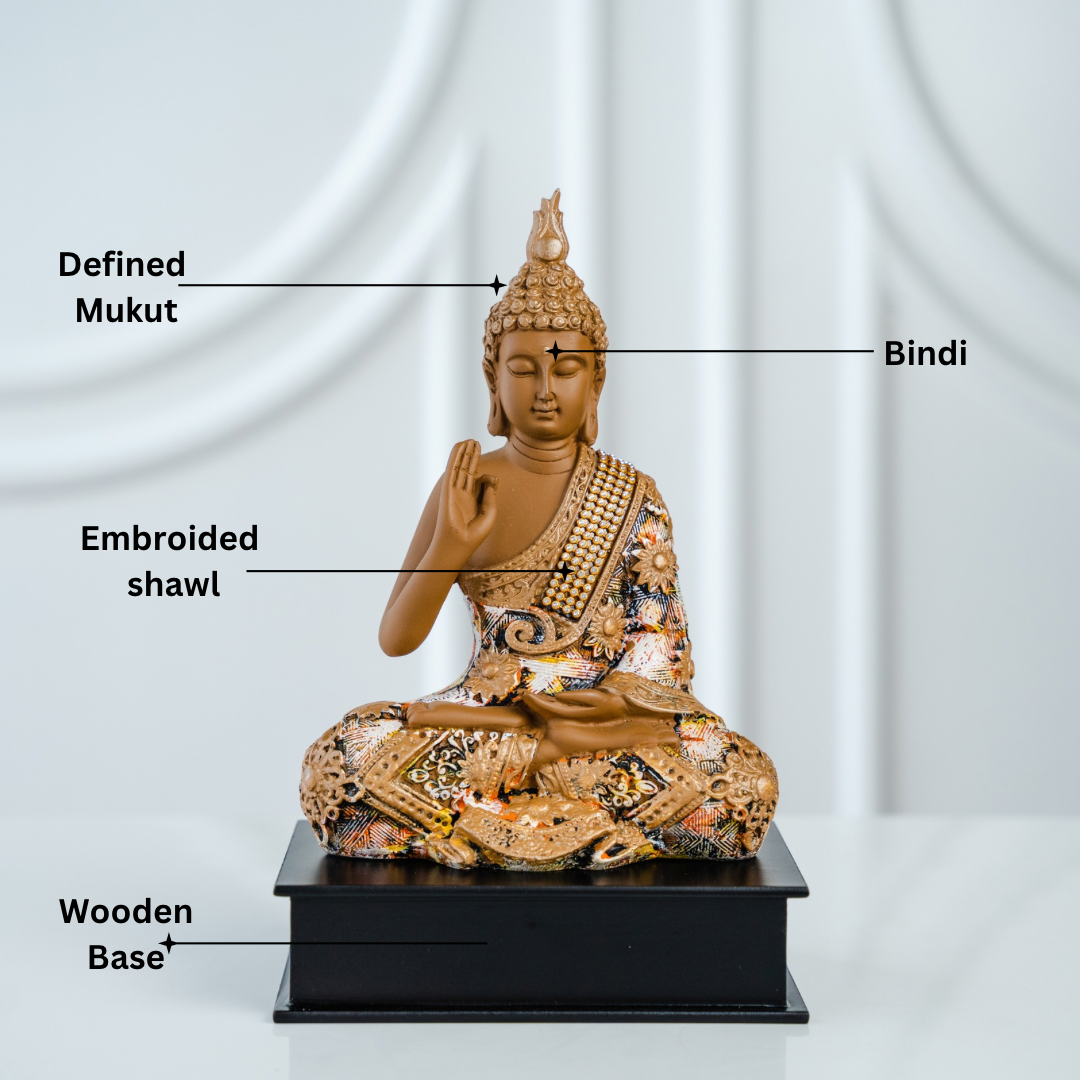 Blessing Buddha With Wooden Base