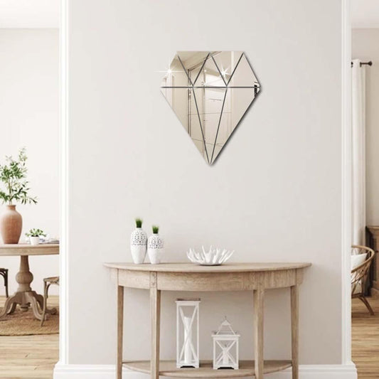 Acrylic Diamond Mirror Wall Stickers – Elegant Geometric Decor