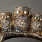 Silver Wisdom: Owl Family on Branch(Attracts Wisdom and Good Health)