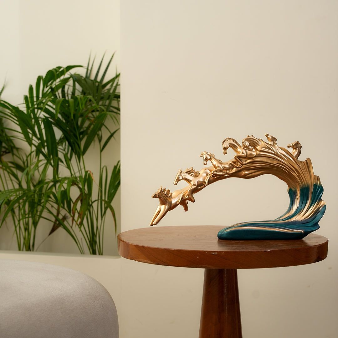 Golden Gallop Wave Sculpture