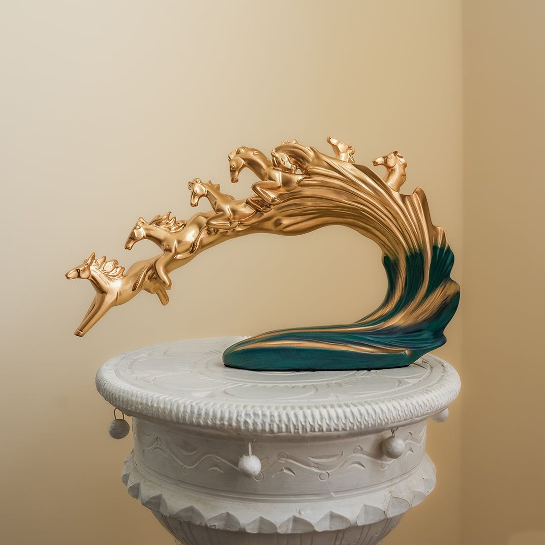 Golden Gallop Wave Sculpture